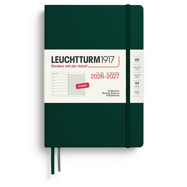 Weekly Planner & Notebook 18m 26-27 A5 Forest Green Leuchtturm1917