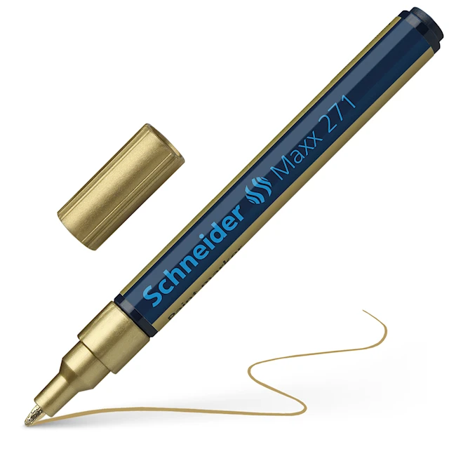 Märkpenna Guld, 1-2mm rund spets, Schneider Maxx 271