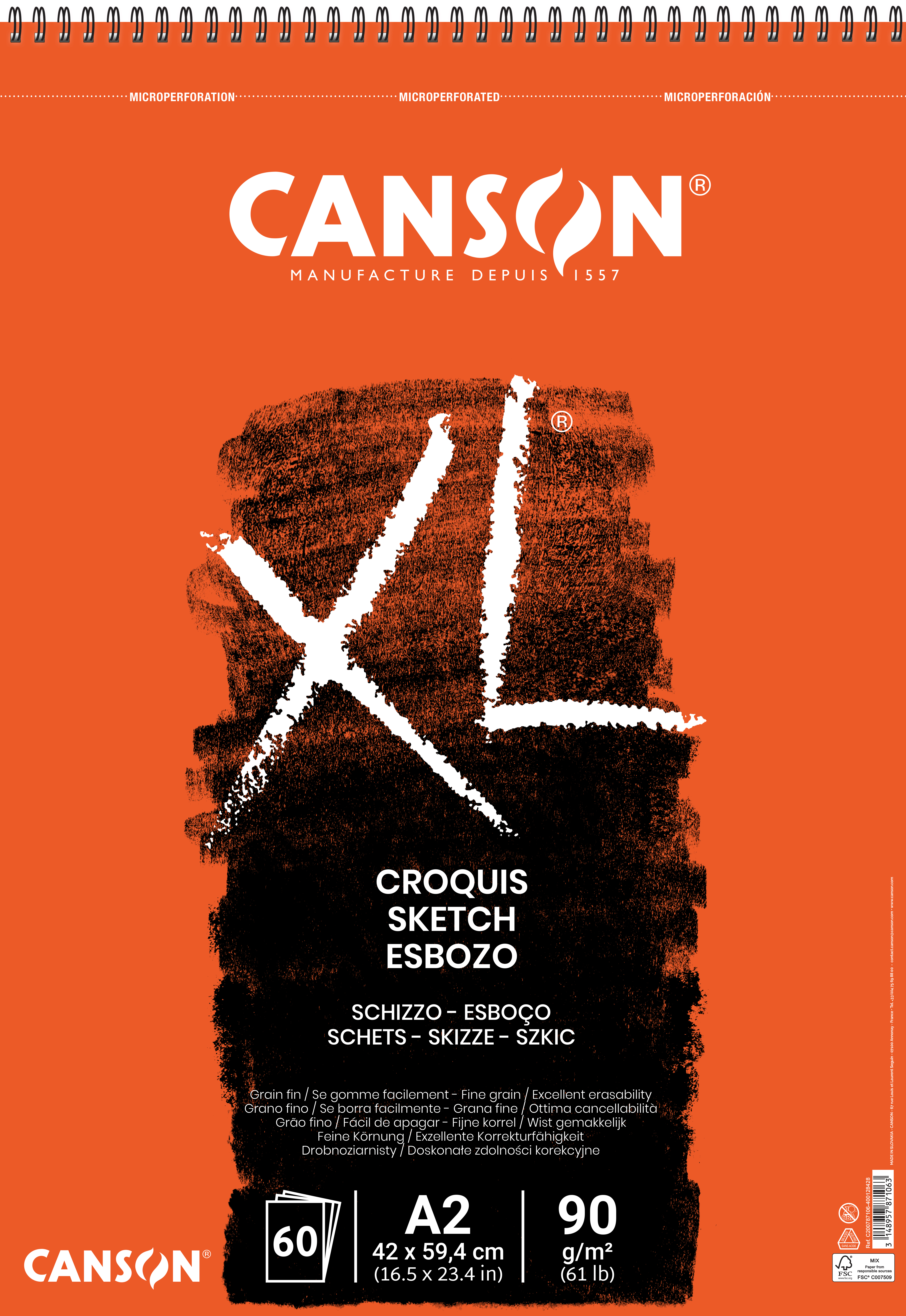 Skisspapper A2 block Croquis 60 ark 90g Canson XL