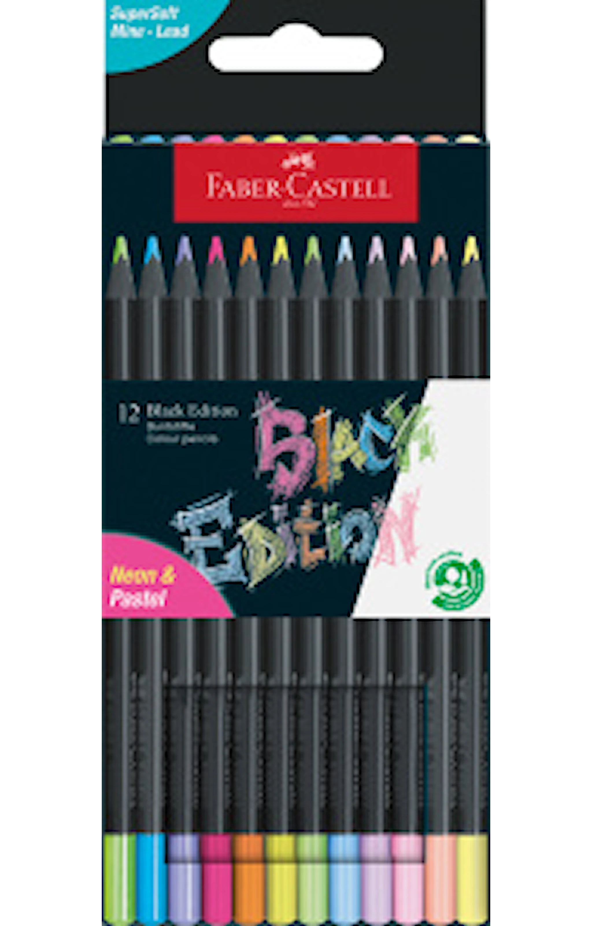 Tuotekuva ille Black Edition -värikynät Pastelli + Neoni 12 kpl, Faber-Castell