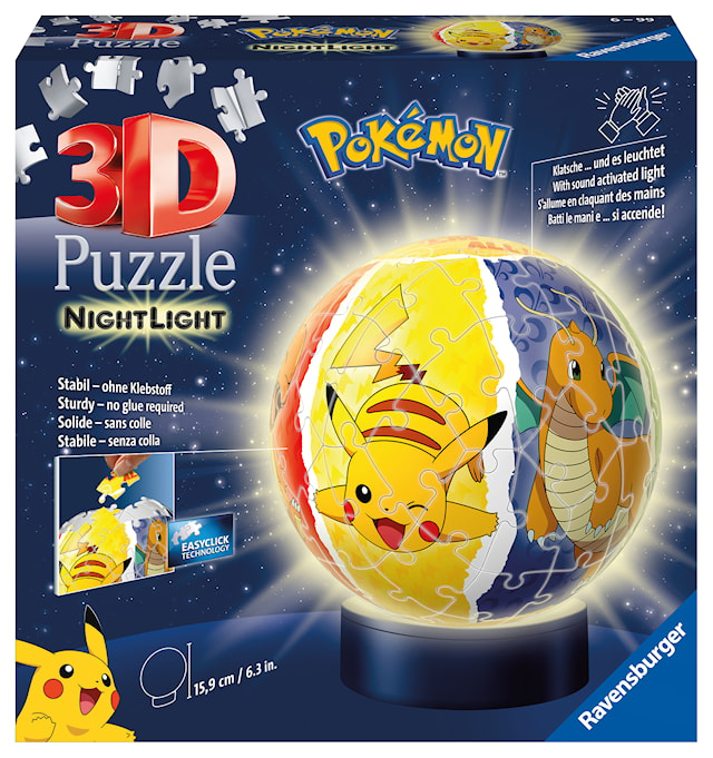Tuotekuva 1 - Pokémon Night Light 3D Palapeli 72 palaa Ravensburger
