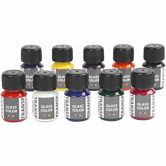 Produktbilde 2 for Glass Color Transparent, ass. farger, 300 ml, 10x30 ml/ 1 pk.