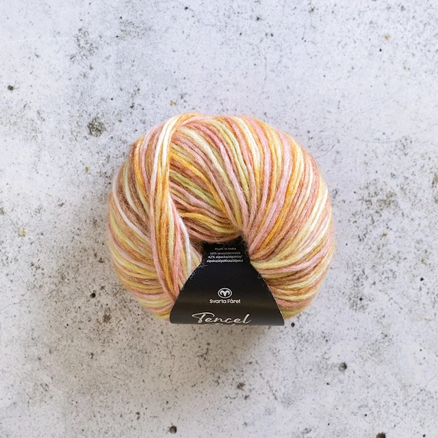 Tencel Blow Alpacka mix garn 50g Sushine Sherbet 097 Svarta Fåret