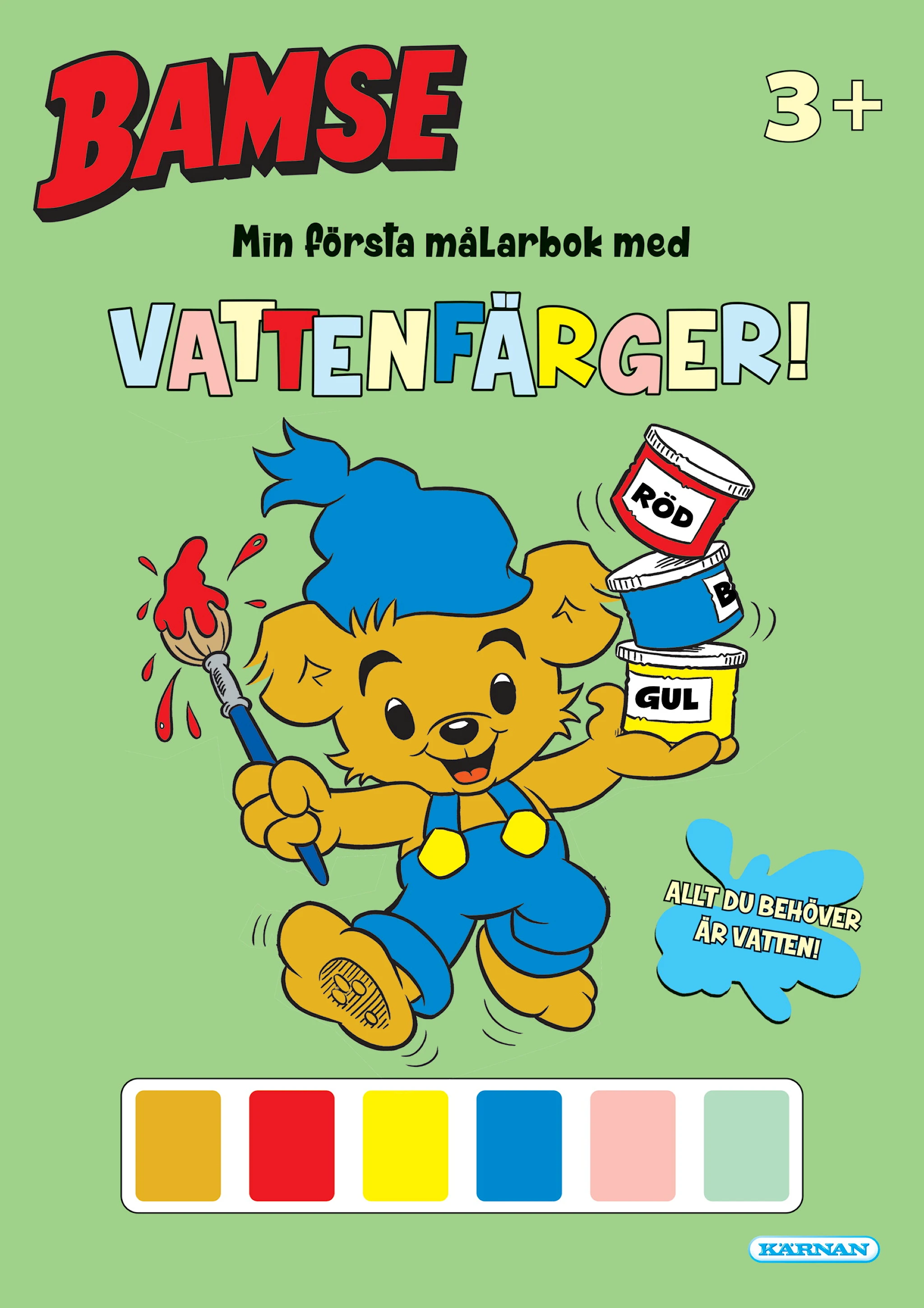 Produktbild för Målarbok Bamse "Min första målarbok" med vattenfärger och pensel