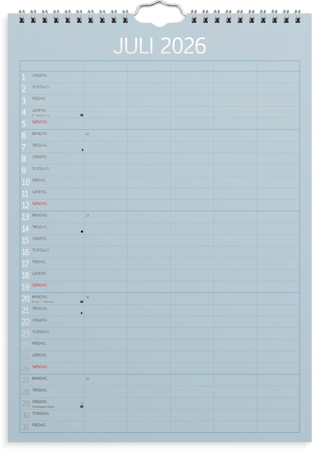 Produktbilde 5 for Familiekalender 2026 A4 Color GRIEG