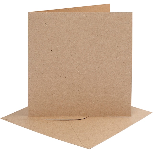 Tuotekuva 3 - Korttipohja-/kirjekuoripakkaus, kortin koko 15,2x15,2 cm, kirjekuoren koko 16x16 cm, 230 g, luonnonrusk., 4 set/ 1 pkt