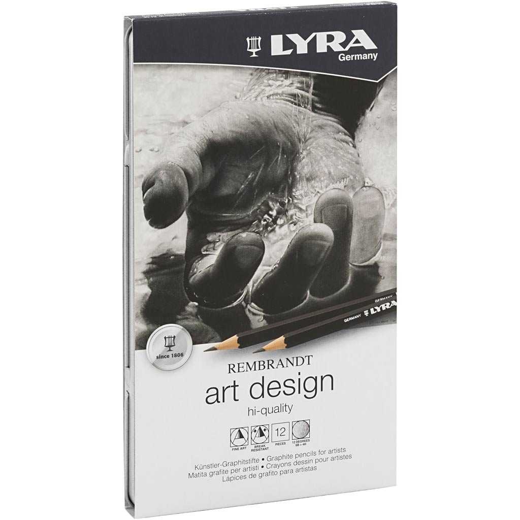 Blyertspennor 6B-4H i pl&aring;task Rembrandt Art Design 12-p Lyra