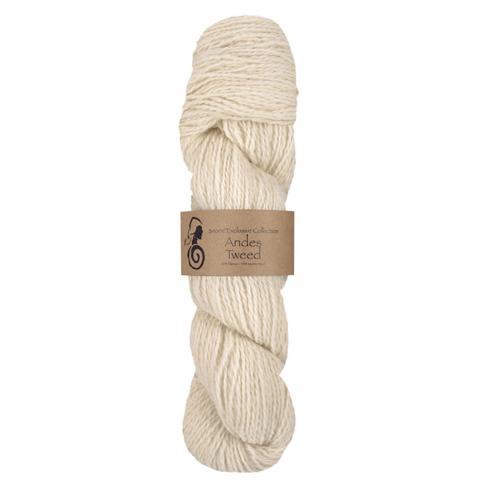 Produktbild för Andes Tweed Alpacka, ull 50 gr Vit 200, Viking Snorre
