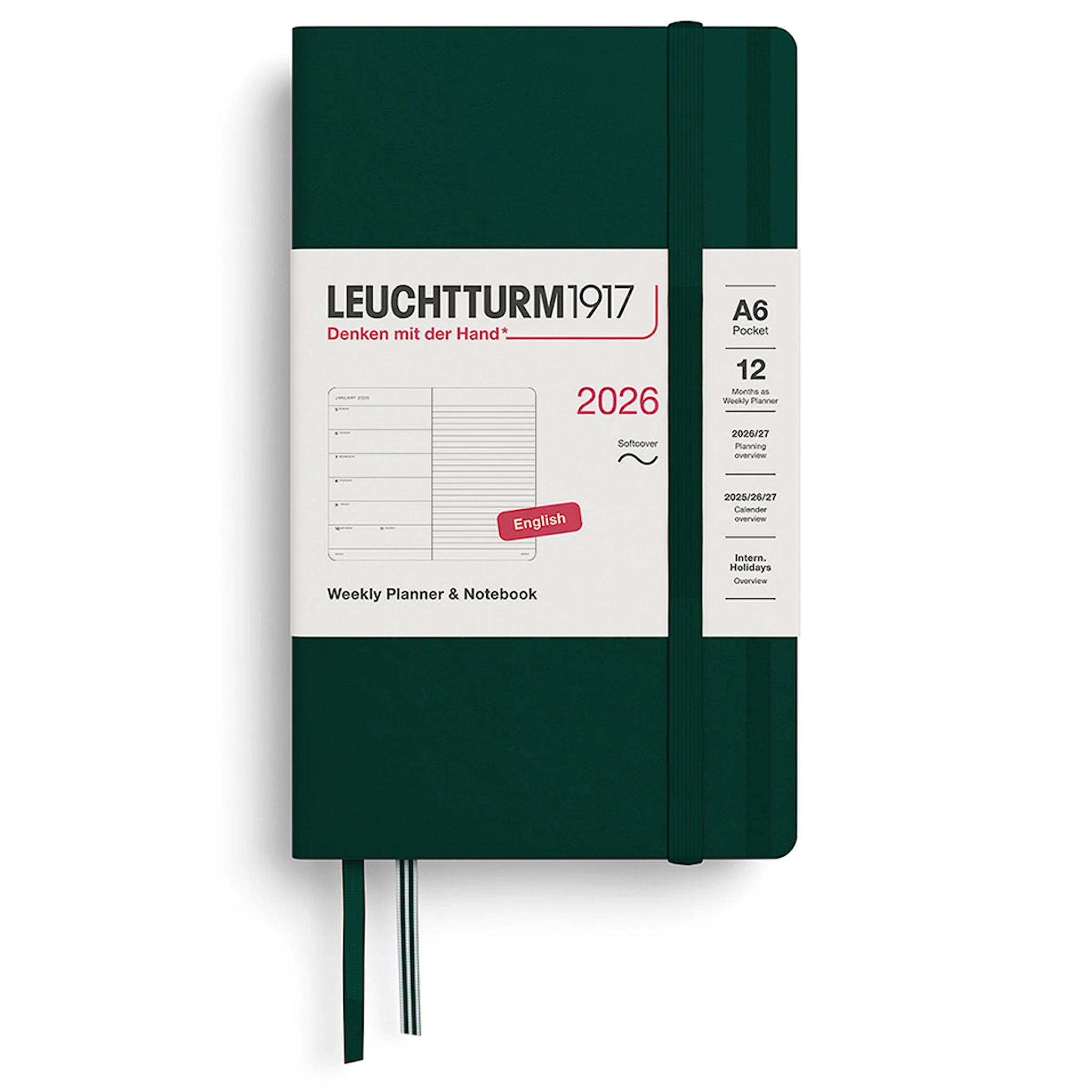 Tuotekuva ille Weekly Planner & Notebook 2026 A6 Soft Forest Green Leuchtturm1917