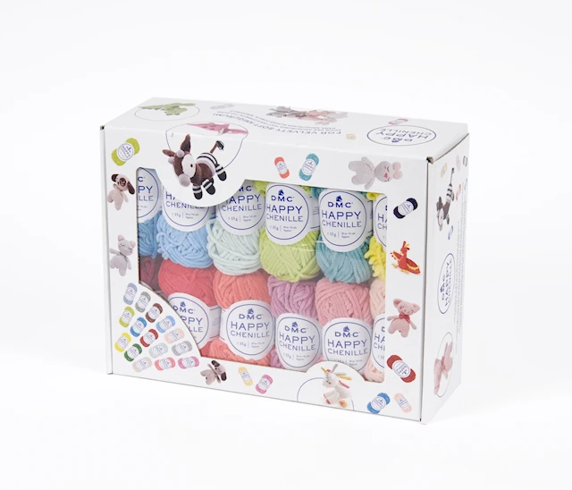 Happy Chenille Virkgarn Mixade färger 25 st / 15 g DMC