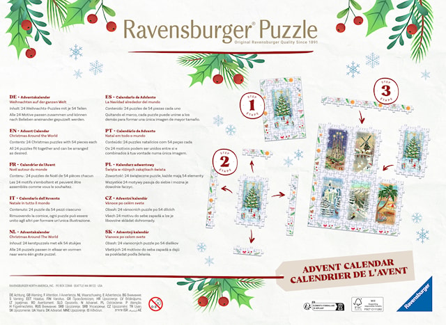 Produktbild 4 för Pusselkalender 24x54 Bitar Ravenburger 2025