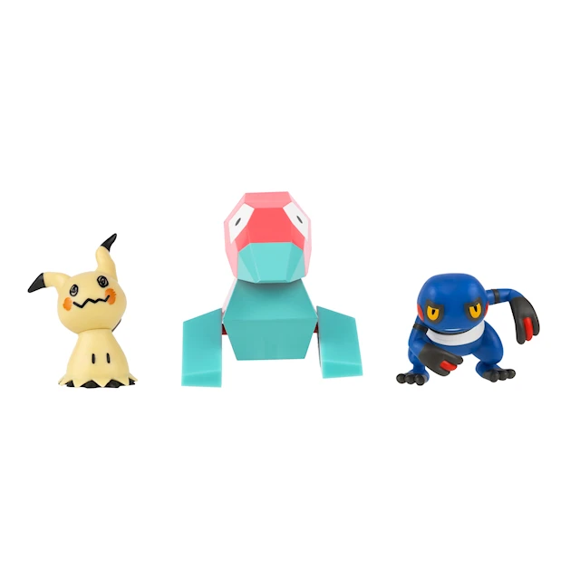 Mimikyu/Porygon/Croagun-figuurit, 3 pakkaus Pokémon