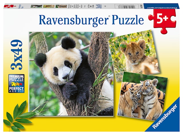 Produktbilde 1 for Panda Lion And Tiger Puslespill 3x49 brikker Ravensburger
