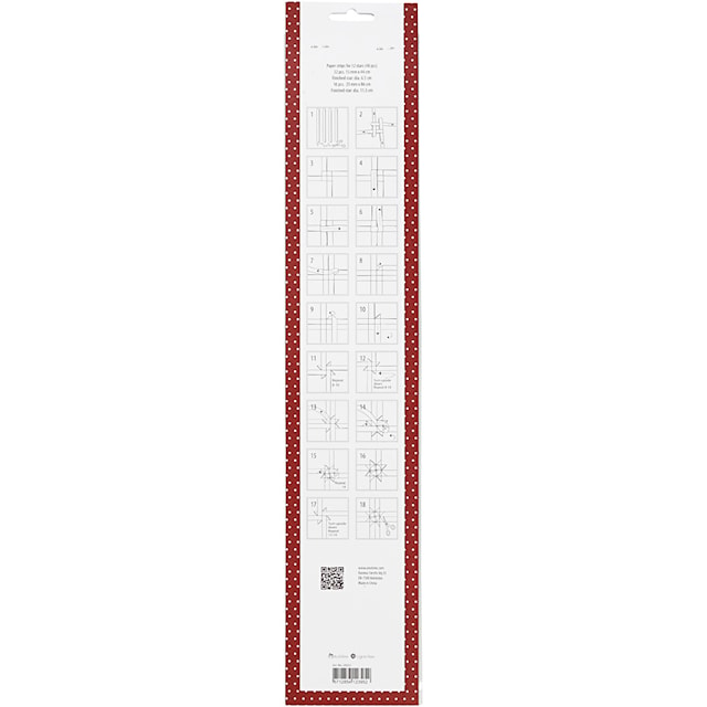 Produktbilde 5 for Stjernestrimler, L: 44+78 cm, B: 15+25 mm, dia. 6,5+11,5 cm, rød, hvit, 48 strimler/ 1 pk.
