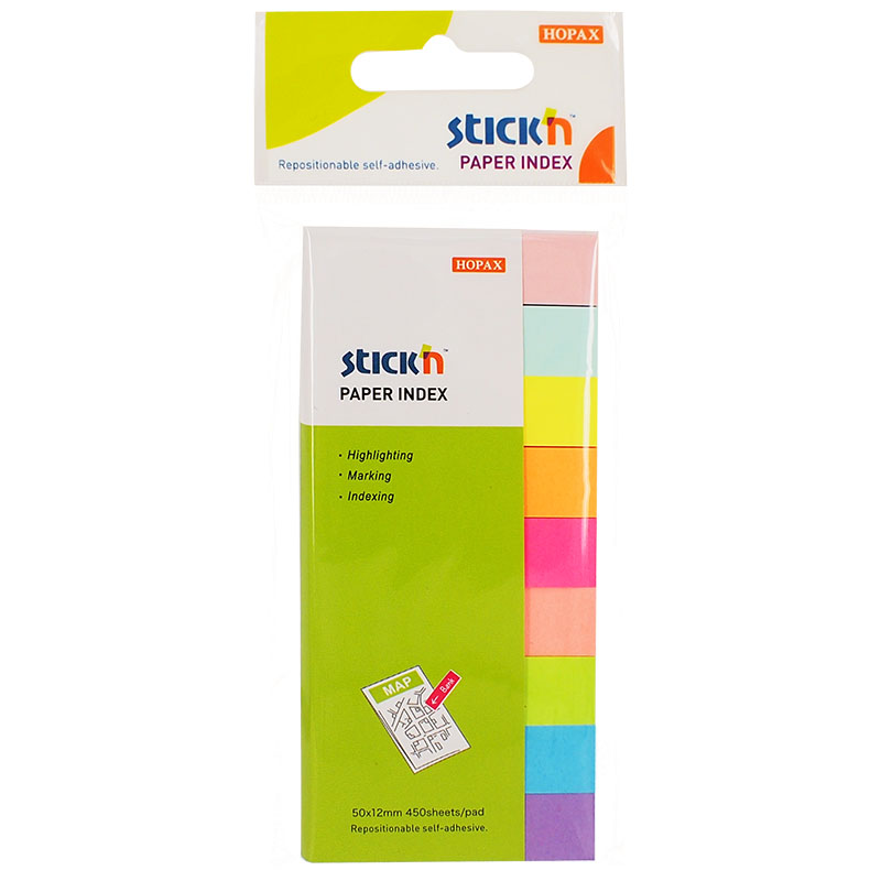 Indexflikar Rainbow 50x12 mm Papp Stick'n