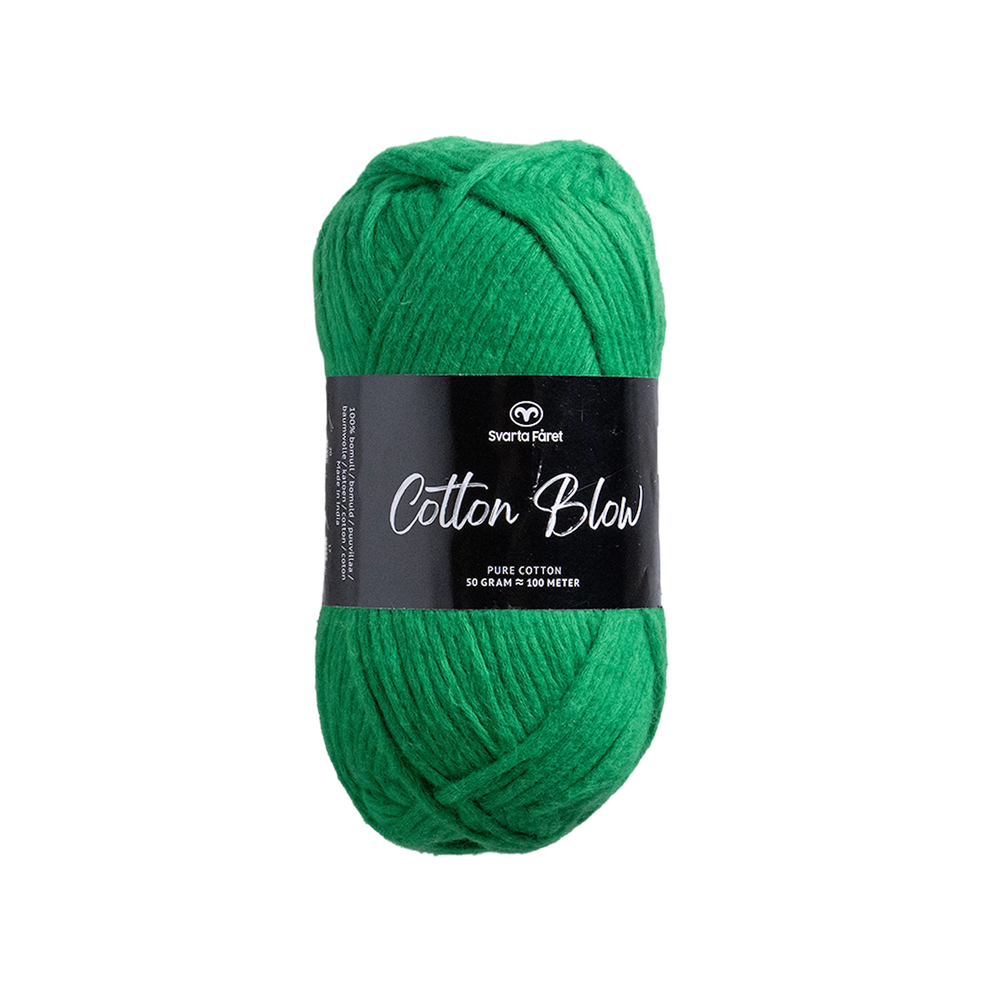 Produktbild för Cotton Blow Bomullsgarn 50 g Easy Being Green 015 Svarta Fåret