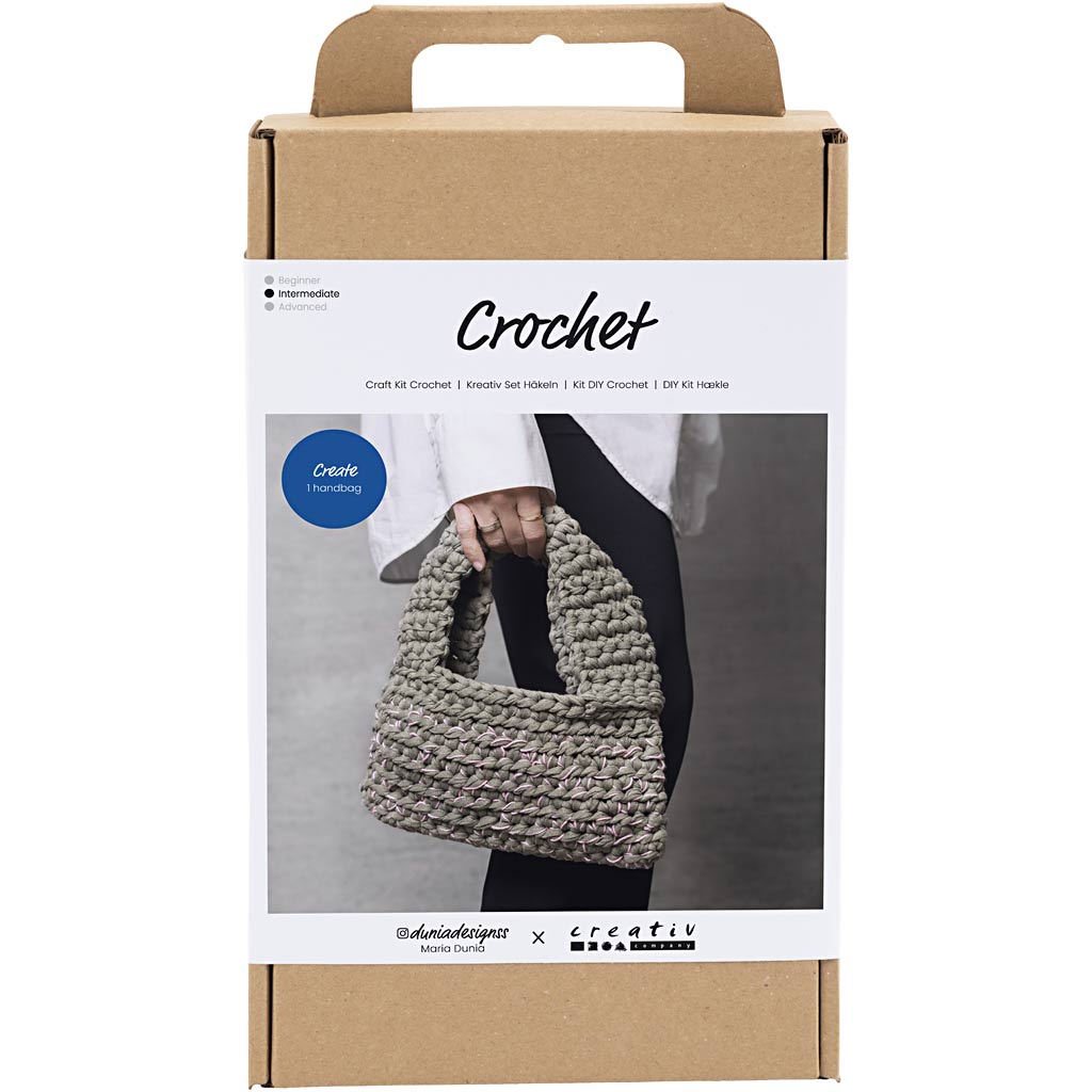 DIY Kit Virkning Väska i olivgrön, Creativ Company