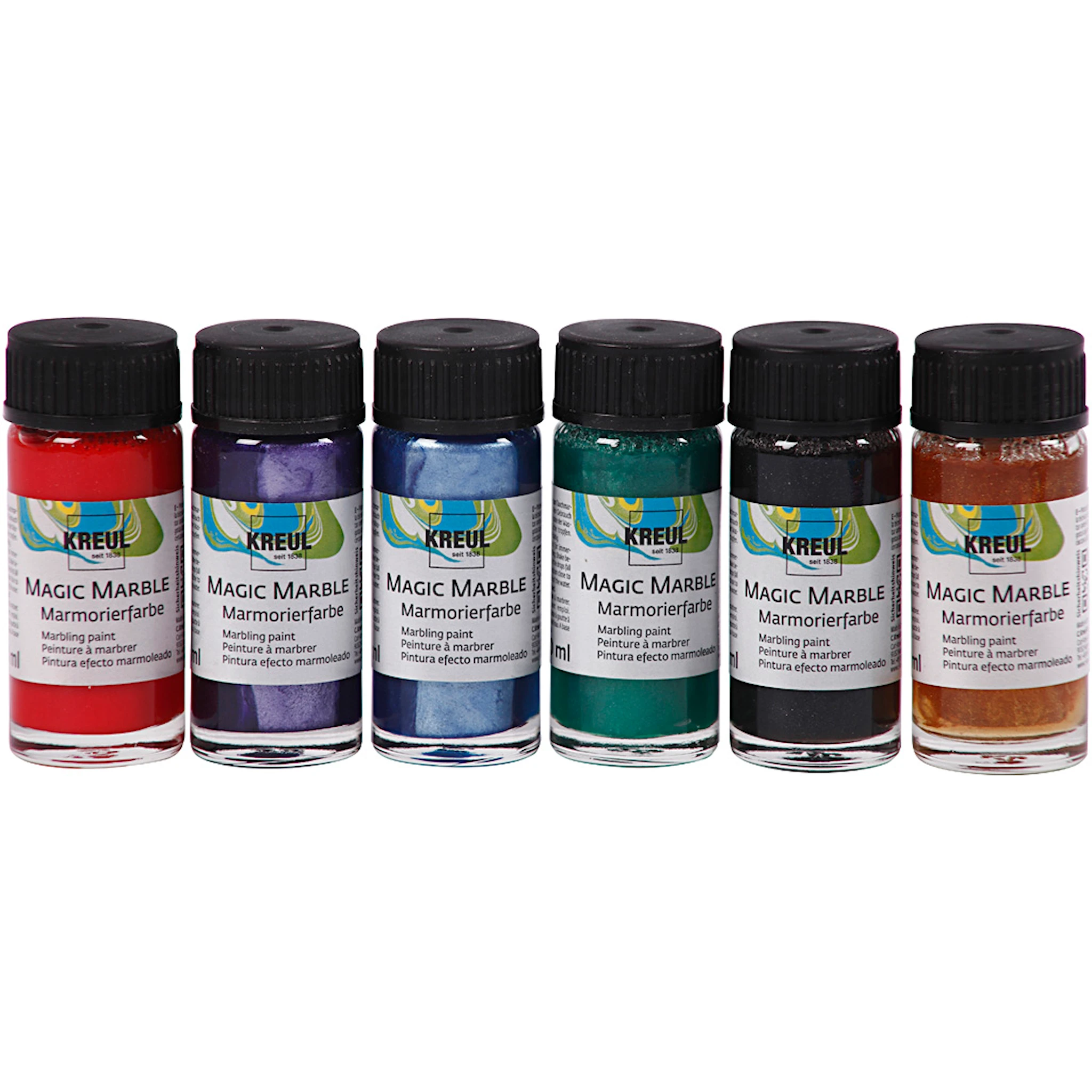 Produktbilde for Magisk marmoreringsmaling, metallic farger, 6x20 ml/ 1 pk.