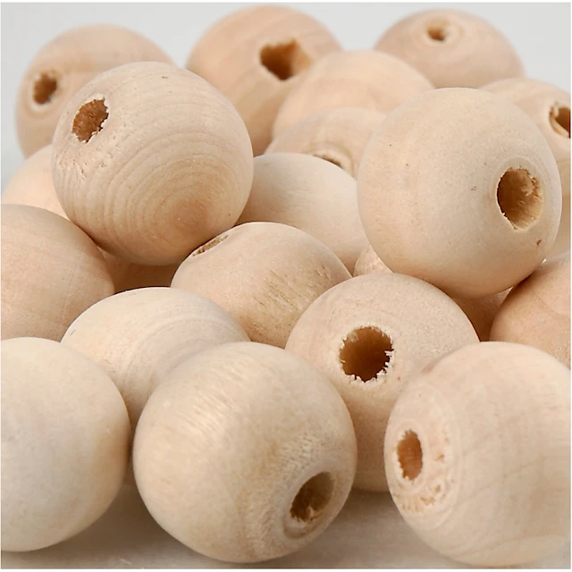 Träpärlor 15 mm 20-pack