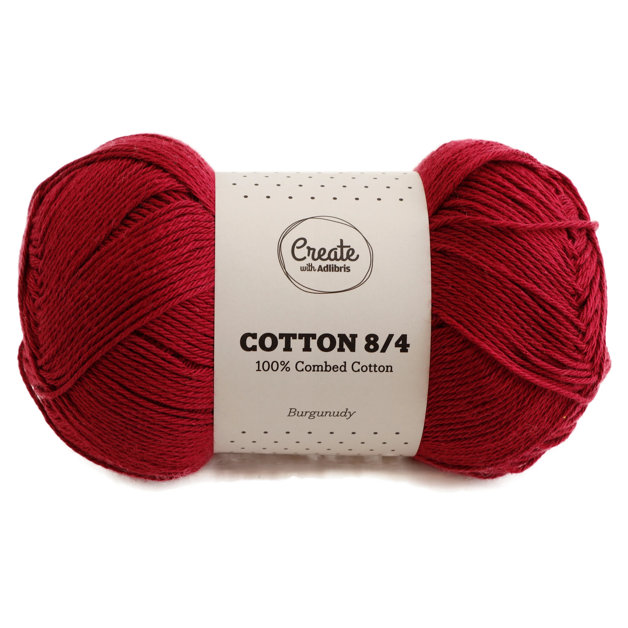 Produktbild för Cotton 8/4 Garn 100 g Burgundy A180 Adlibris