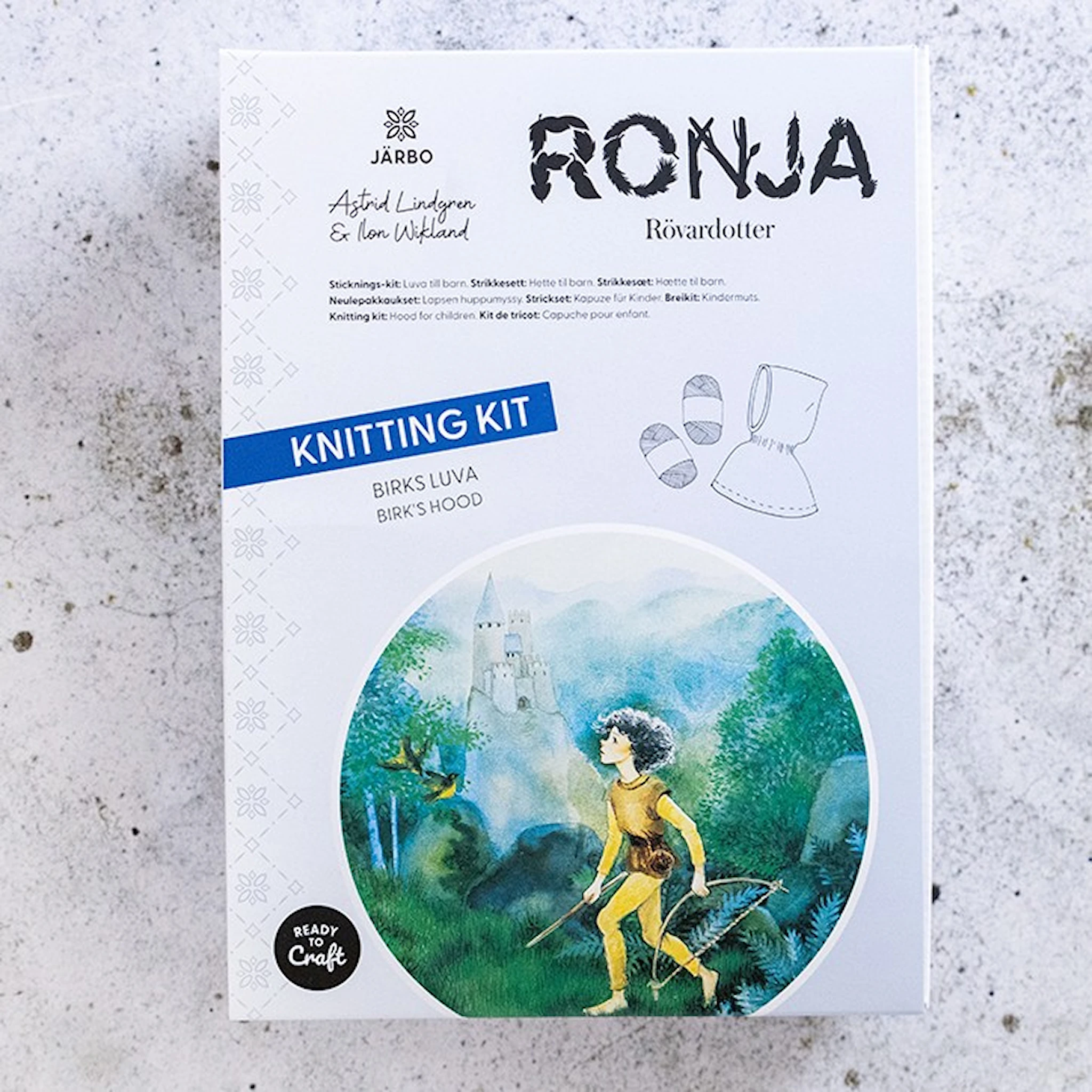 Produktbild för Astrid Lindgren Ilon Wikland stickkit Birks Luva Järbo
