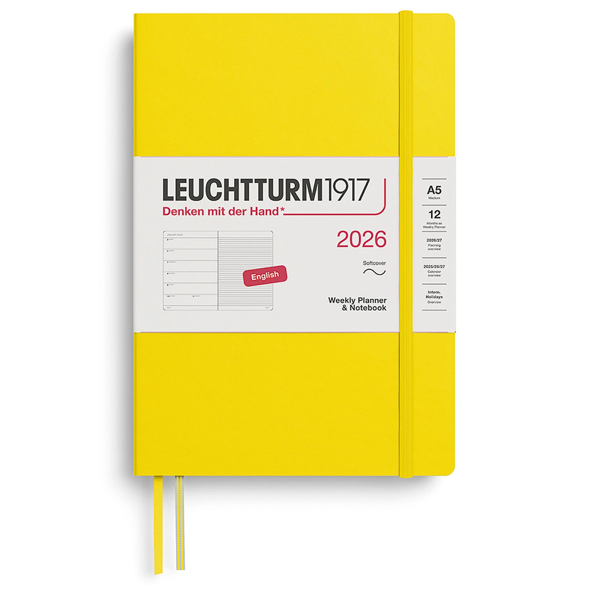 Tuotekuva ille Weekly Planner & Notebook 2026 A5 Soft Lemon Leuchtturm1917