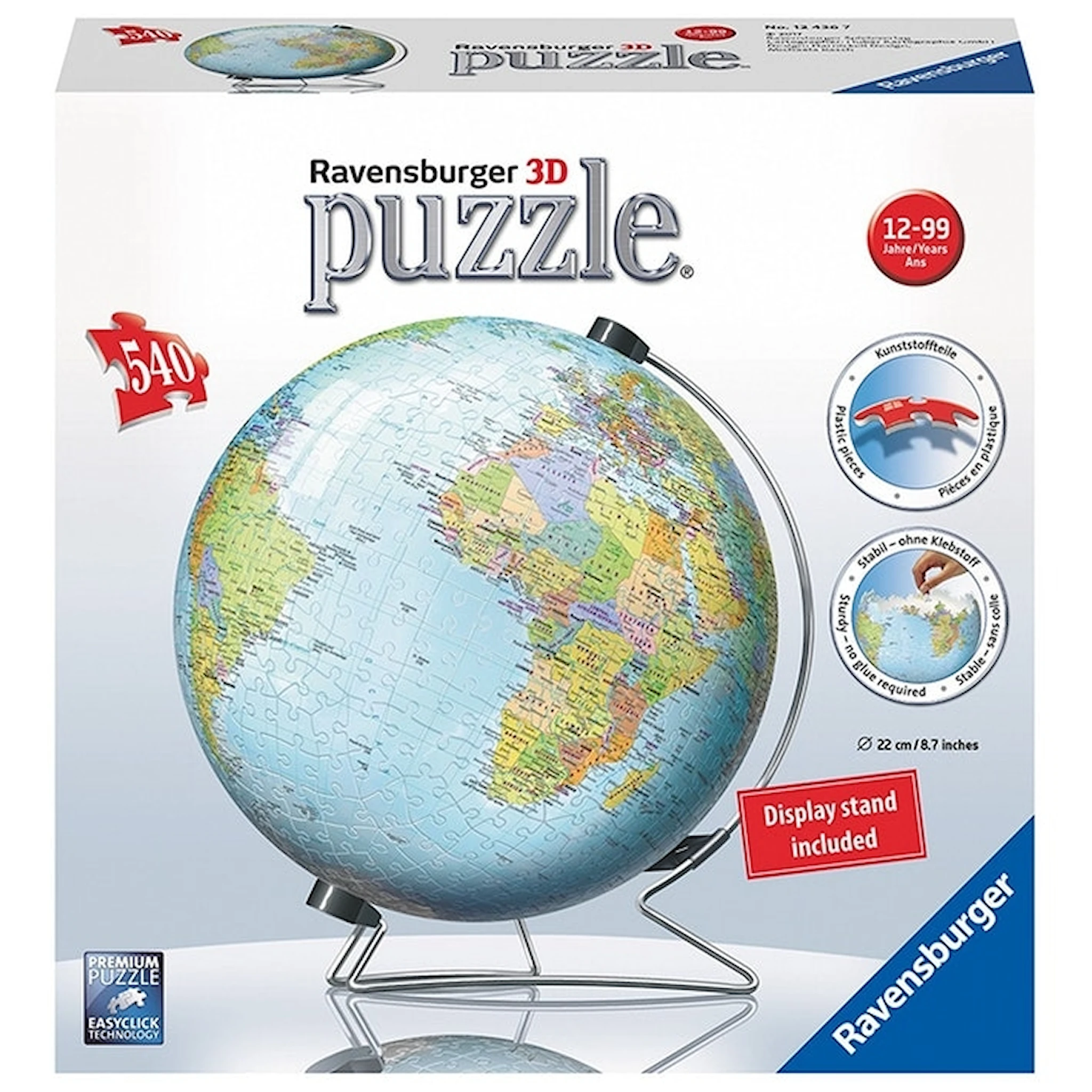 Tuotekuva ille World Globe, 3D Palapeli, 540 palaa, Ravensburger