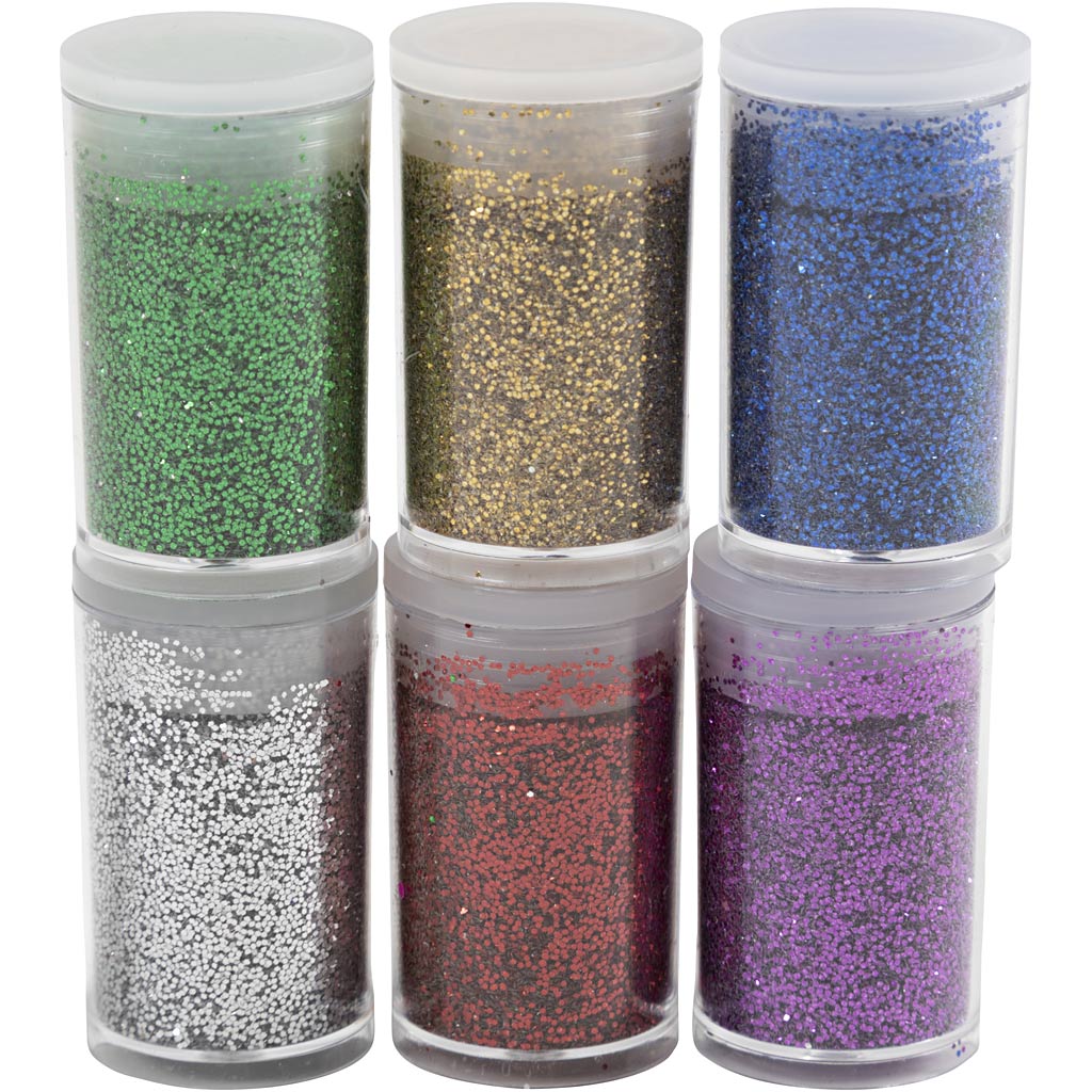 Glitter Mixade färger Biologiskt nedbrytbart 7ml 6-pack