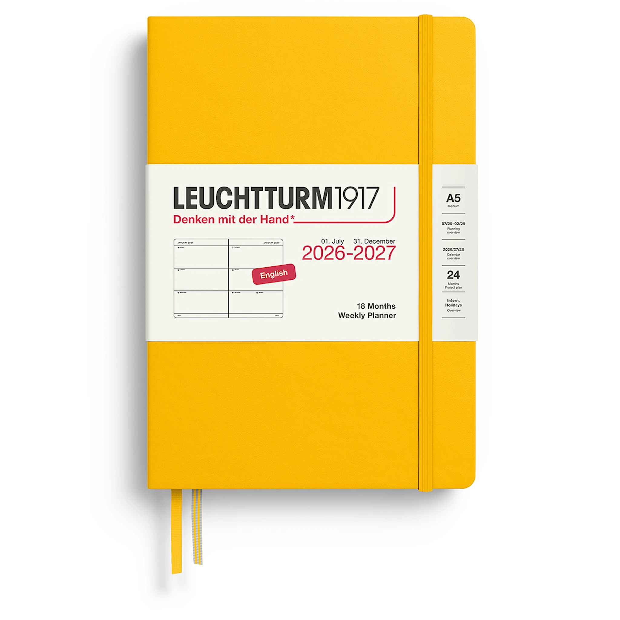 Tuotekuva ille Weekly Planner 18m 26-27 A5 Sunflower Leuchtturm1917