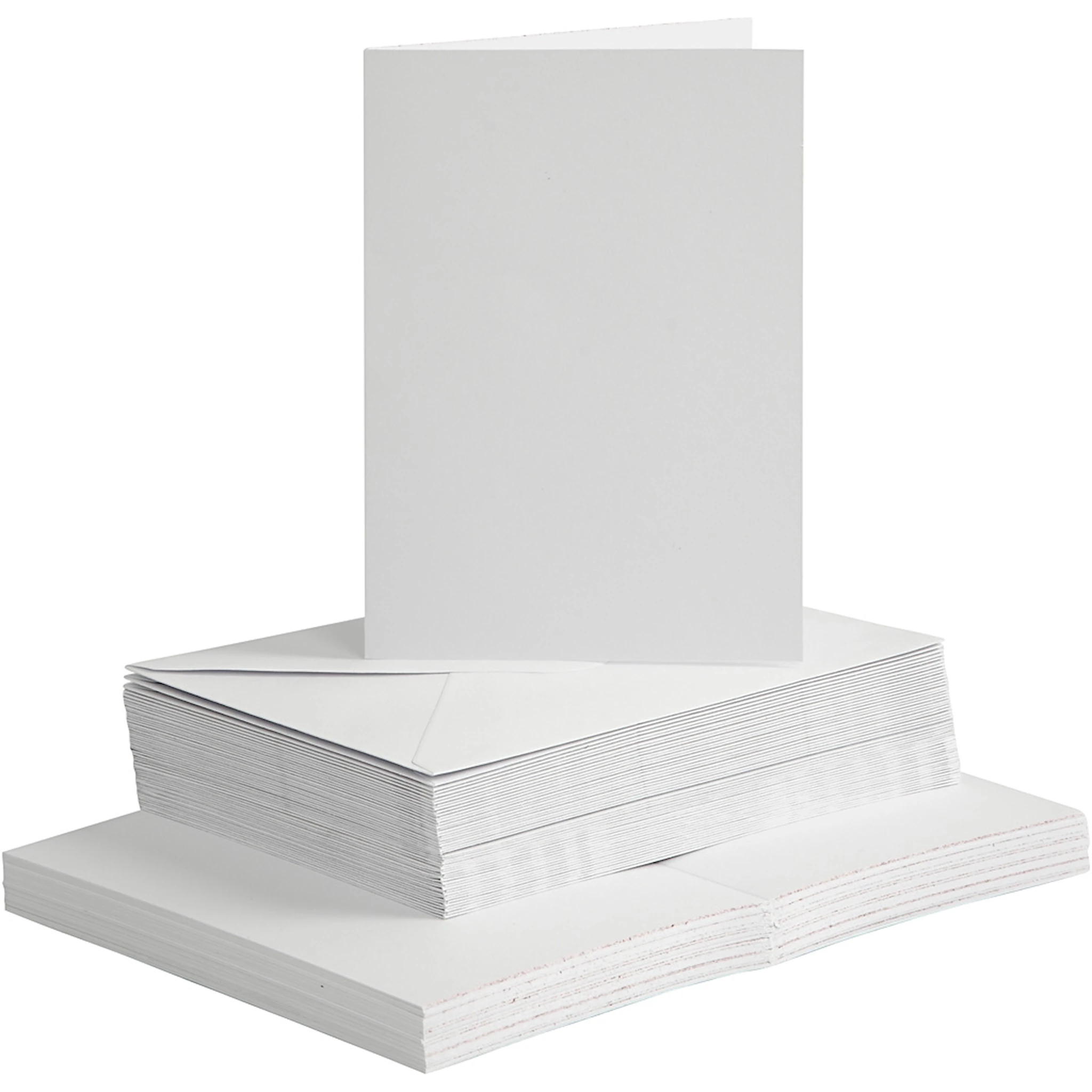 Produktbilde for Kort og konvolutter, kort str. 10,5x15 cm, konvolutt str. 11,5x16,5 cm, 120+240 g, hvit, 50 sett/ 1 pk.