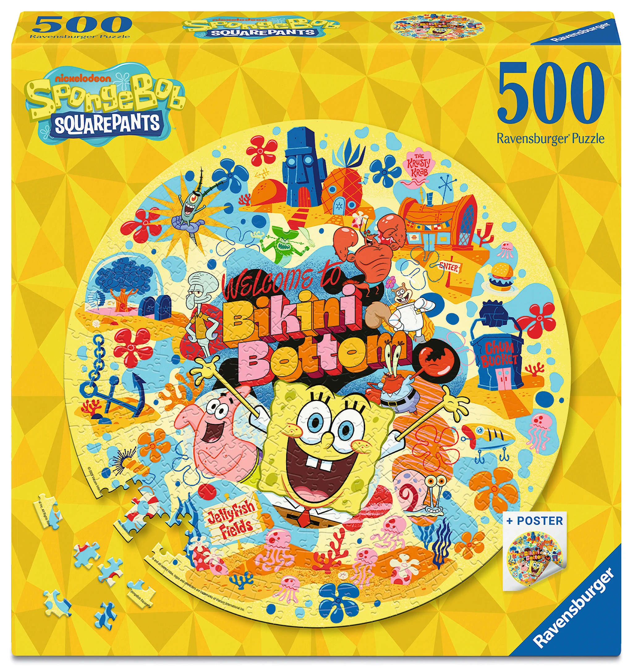 Produktbilde for Ravensburger Svampebob Rundt Puslespill 500 Brikker