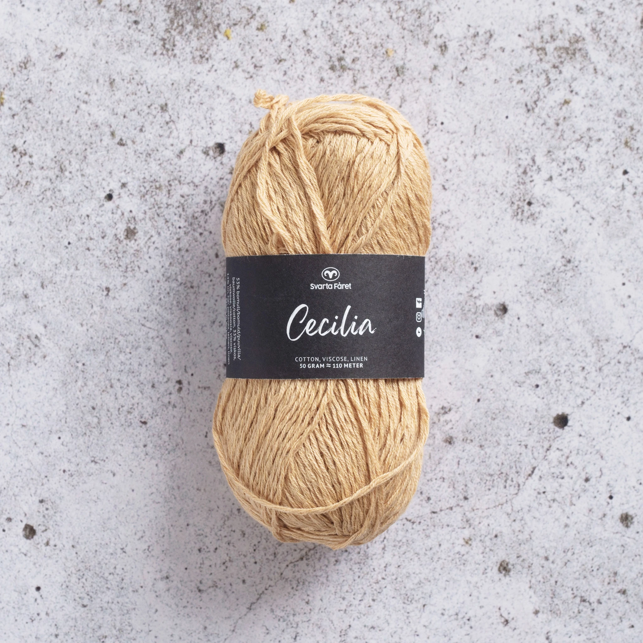 Produktbild för Cecilia Garn Lin- och bomullsmix 50 g Svarta Fåret