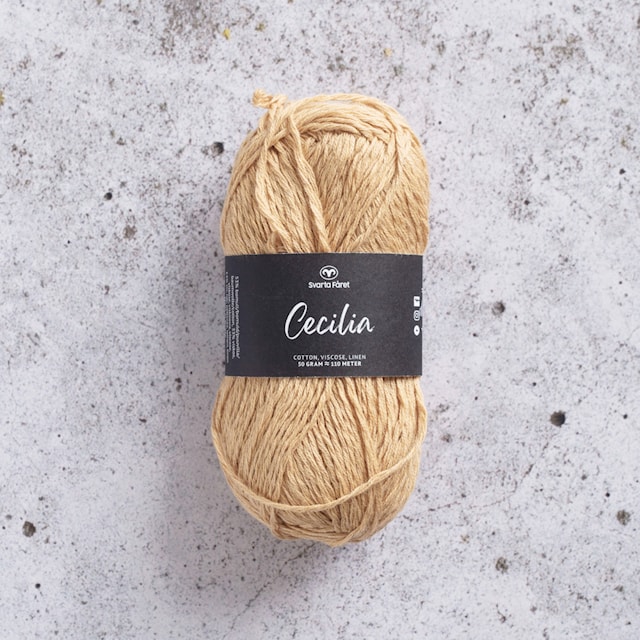 Cecilia Lanka Pellava- ja Puuvillasekoite 50 g sinapinkeltainen 34 Svarta Fåret