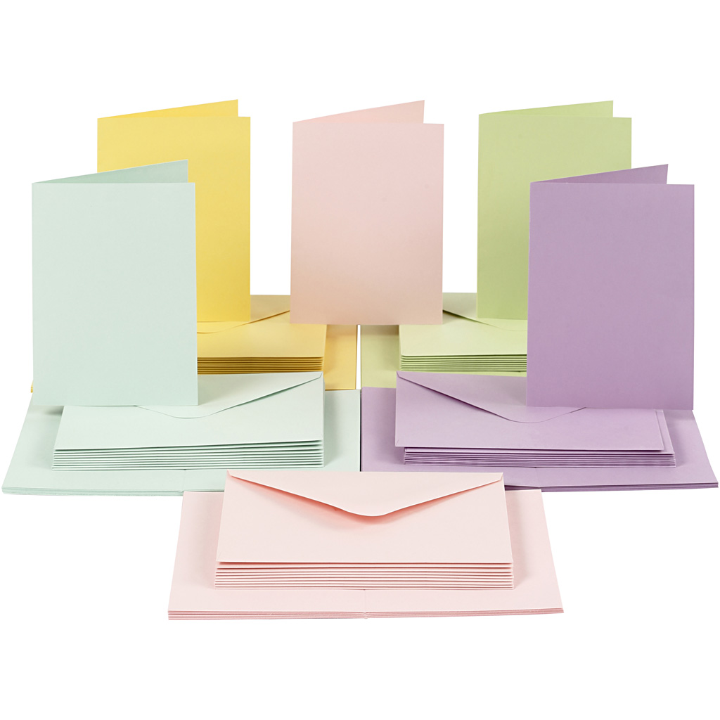 Kort och Kuvert Pastellfärger 10,5 x 15 cm 50-pack