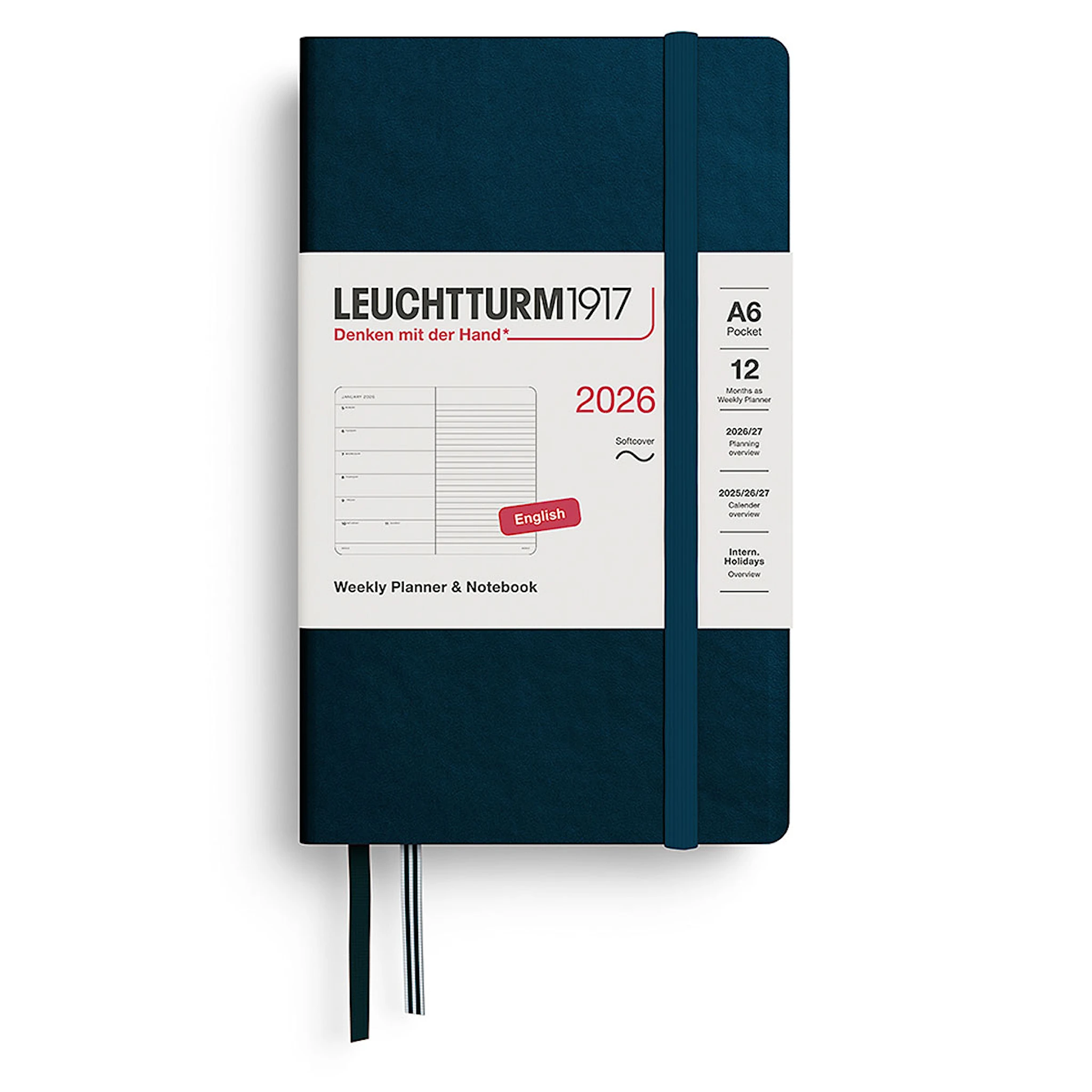 Tuotekuva ille Weekly Planner & Notebook 2026 A6 Soft Deep Sea Leuchtturm1917