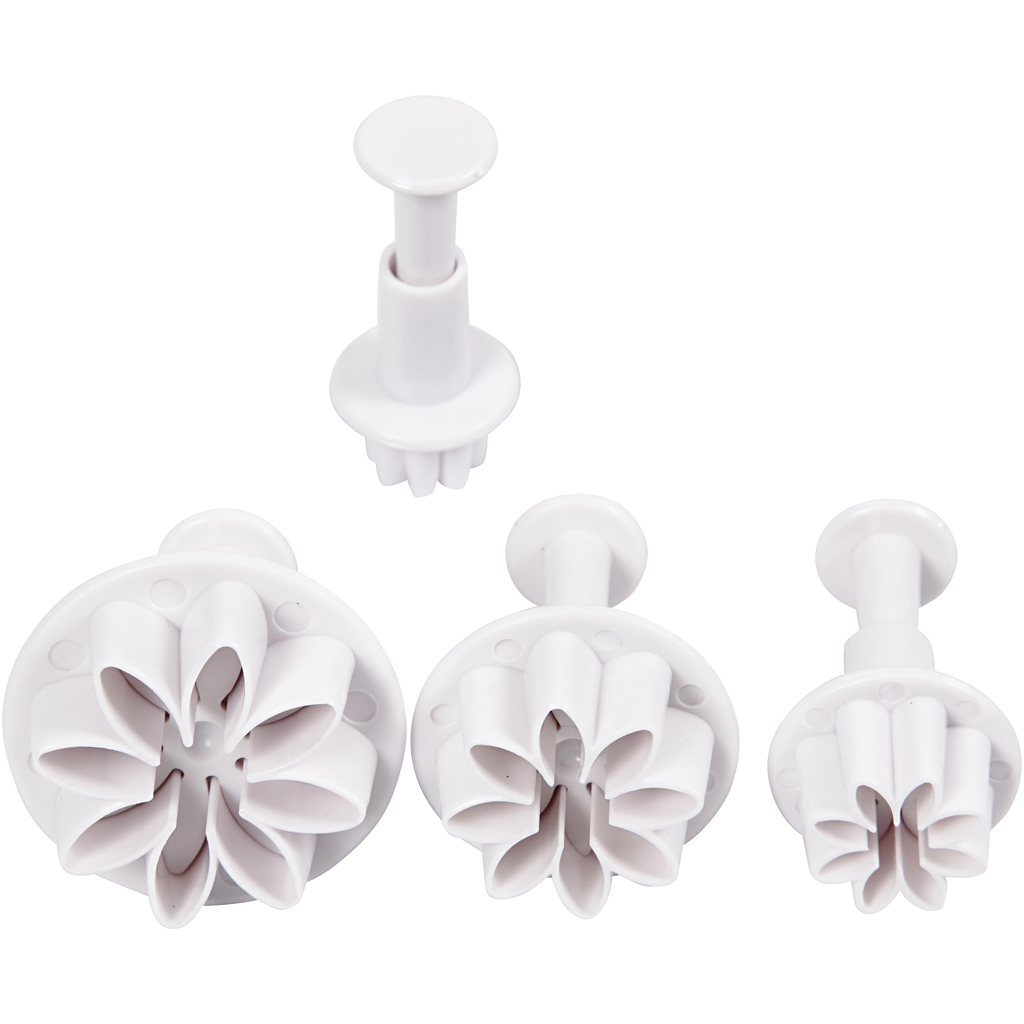 Form för prägling lera blommor olika storlekar 3-pack