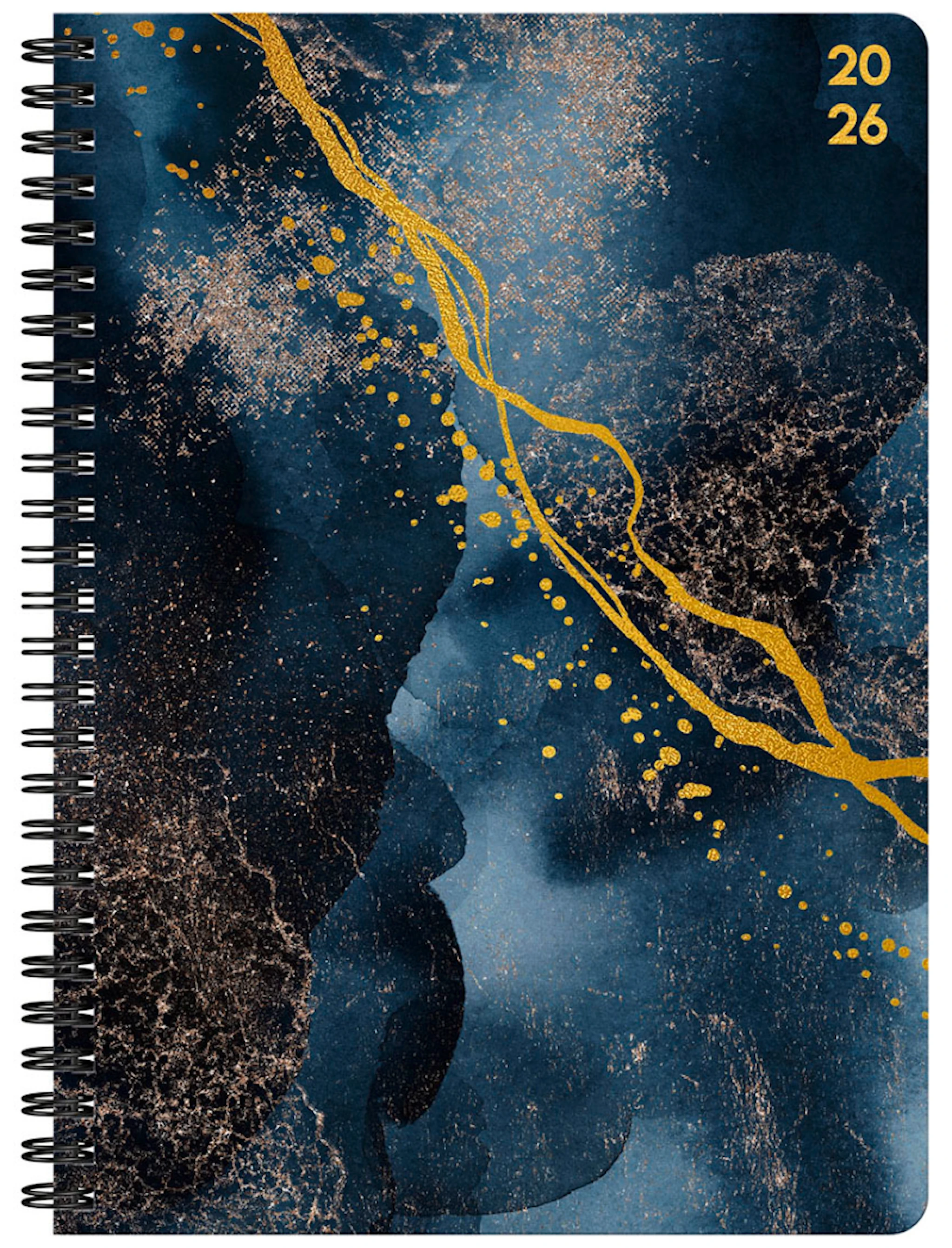 Produktbild för Kalender 2026 A5 Black Marble Almanacksförlaget