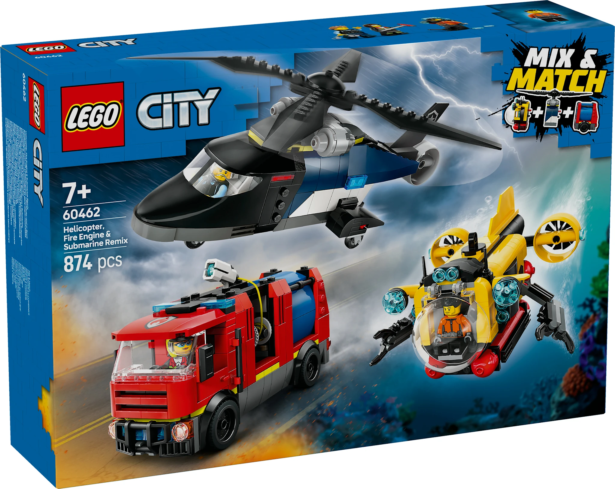 Tuotekuva ille Helikopteri, paloauto ja sukellusvene yhdessä LEGO® City (60462)