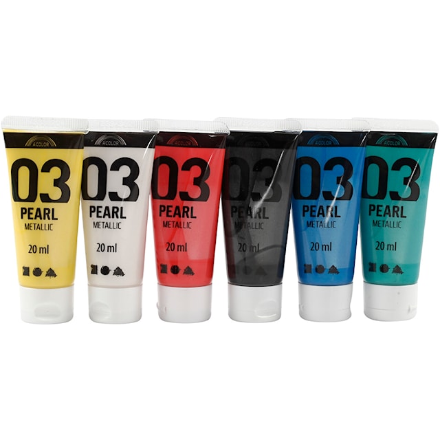 Produktbild 1 för Akrylfärg Mix 03 Metallic 6x20 ml A-color