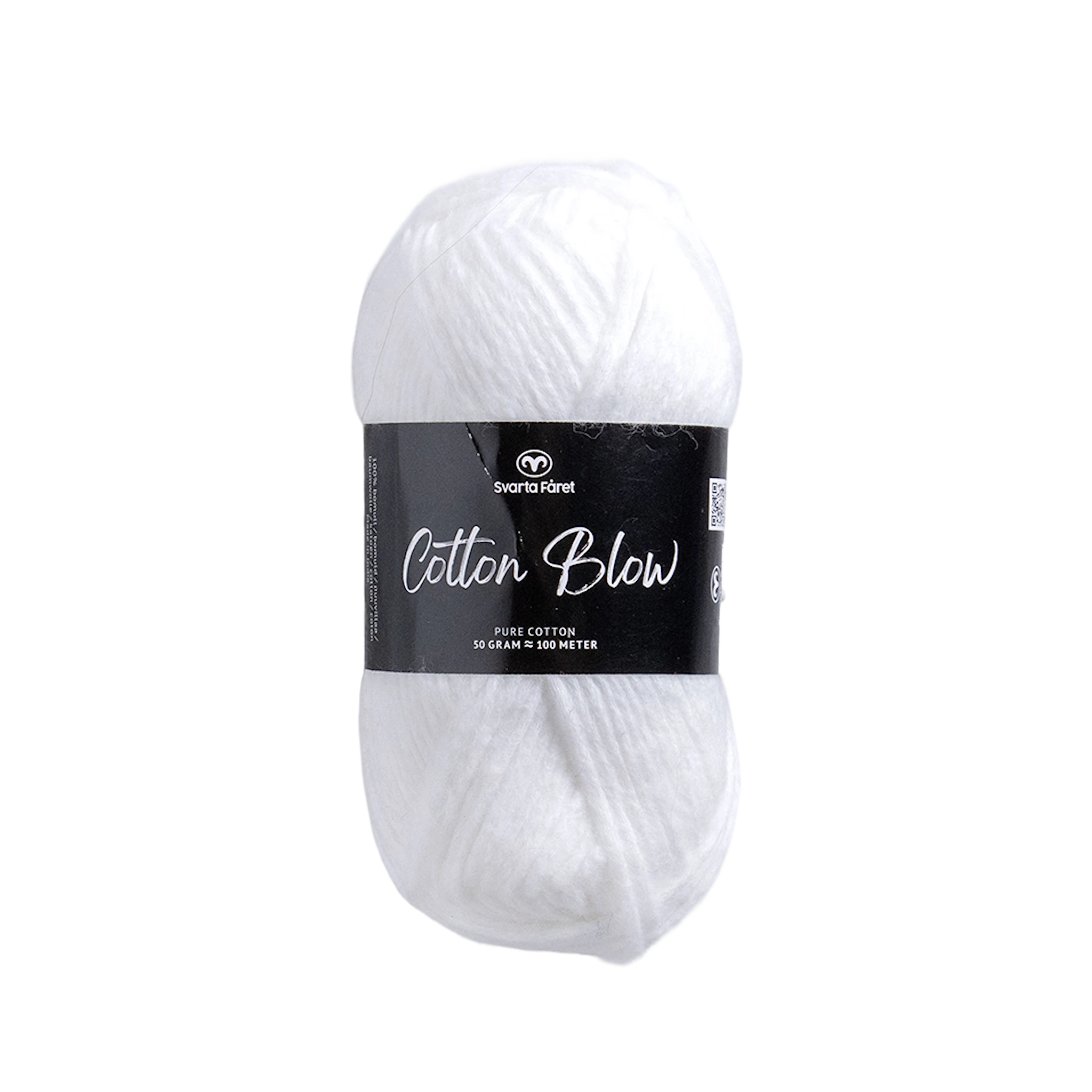 Tuotekuva ille Cotton Blow Puuvillalanka 50 g Snow White 001 Svarta Fåret