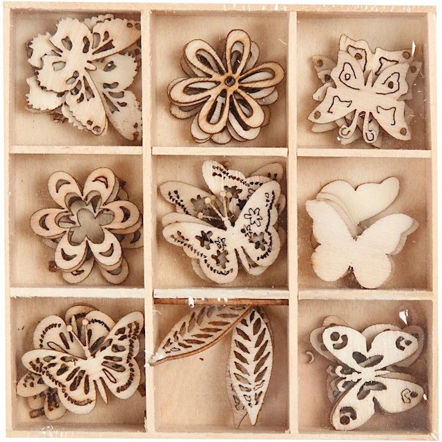 Trädekorationer Sommar olika design 28 mm 45-pack