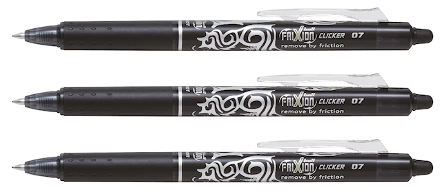 Bläckpenna Frixion Clicker 3-p Svart, Pilot
