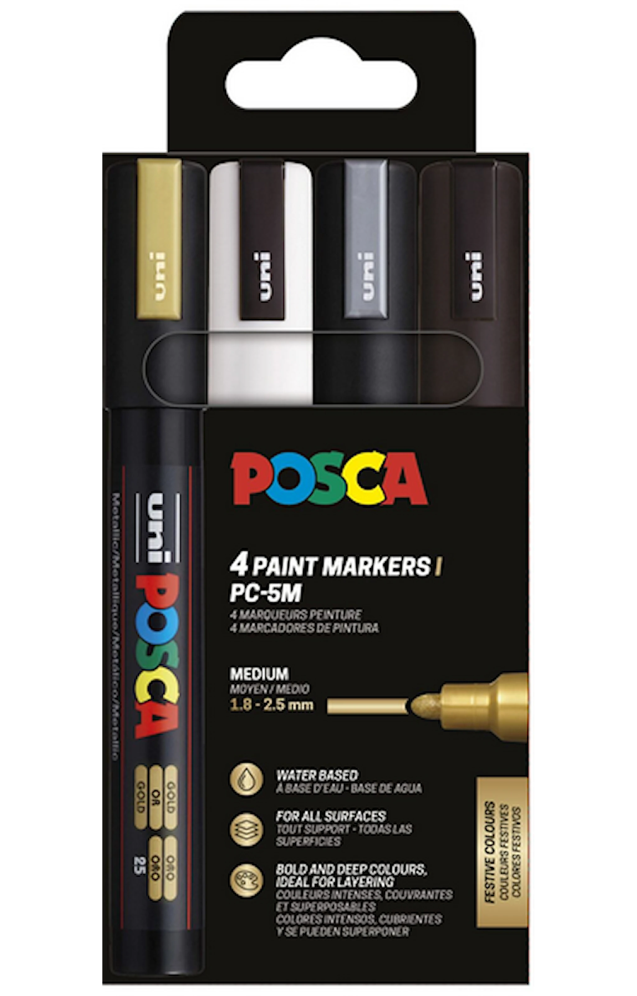 Tuotekuva ille Posca Marker Set 4-p kulta, hopea, musta, valkoinen