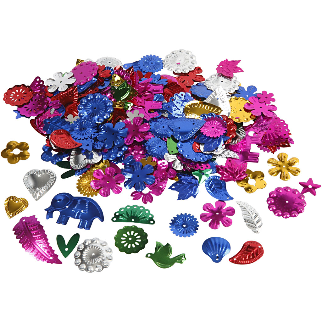 Paljetter Mix 15-45 mm Starka Färger 30 g