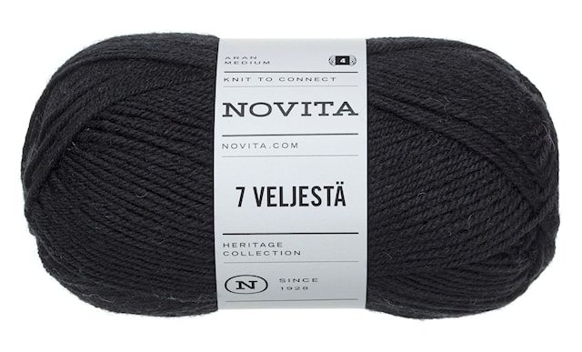 7 Veljestä Lanka Villasekoite 100 g  noki 099 Novita