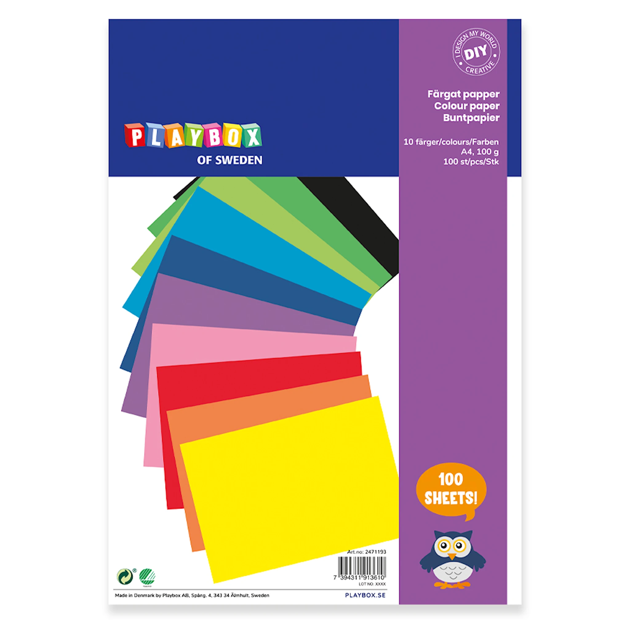Tuotekuva ille Playbox Paperi A4, 10 väriä, 80 g, 100 arkkia