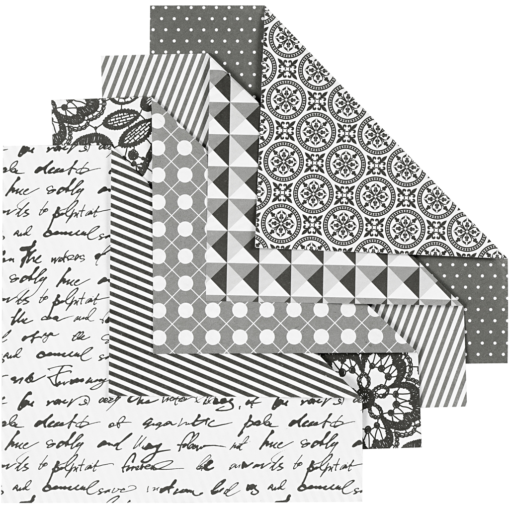 Origamipapper svart m&ouml;nstrade 15x15 cm 80 g 50 ark