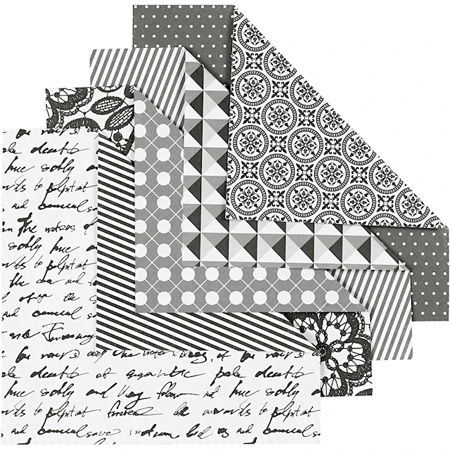 Origamipapper svart mönstrade 15x15 cm 80 g 50 ark