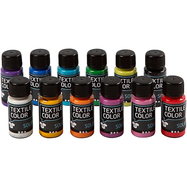 Solid textilfärg, täckande, mixade färger, 12x50 ml/ 1 förp.
