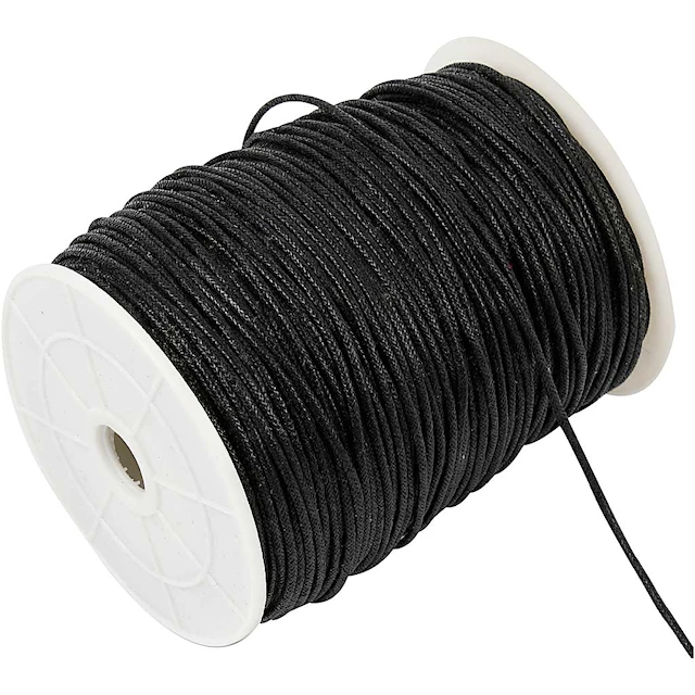 Puuvillanyöri, paksuus 2 mm, musta, 100 m/ 1 pkt